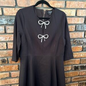 Kate Spade Black Dress with Pearl Bow Accents